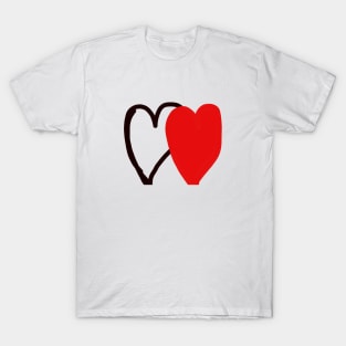 red black heart design T-Shirt